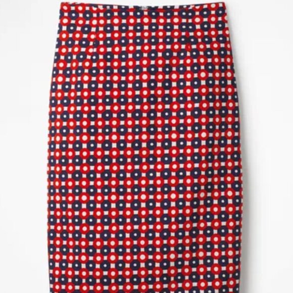 Boden Women's Petite Geometric Print Richmond Pencil Skirt Red/Multi Size 4P - Picture 5 of 16